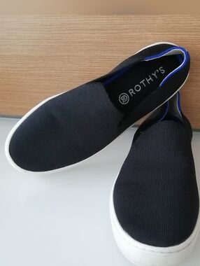Rothy's Slip On Sneakers Black White Machine Washable Size 9.5